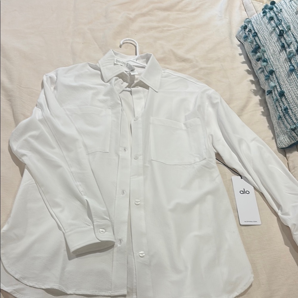 ALO Yoga White Button-Up Top